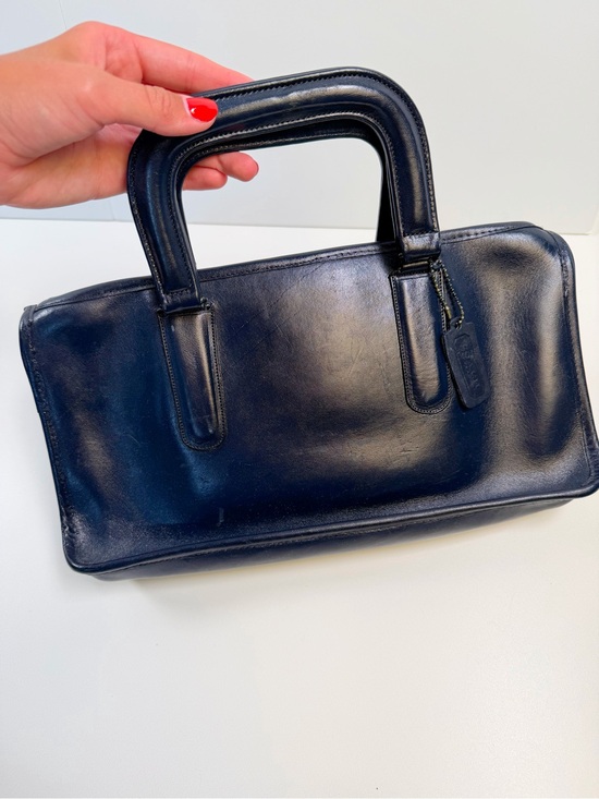 Coach Handbags - Vintage Coach Black Leather Structured Top Handle Bag